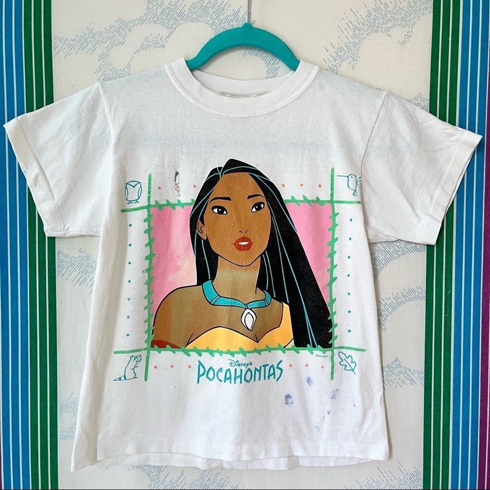 VINTAGE Disney Pocahontas youth tshirt distressed faded cartoon rare extra small